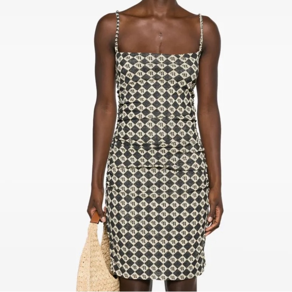Elegant Black and Cream Patterned Dress